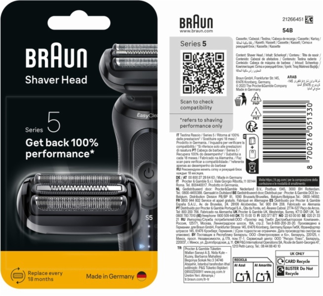 CONJ.CUCHILLAS BRAUN CASETTE 54B SERIE 5