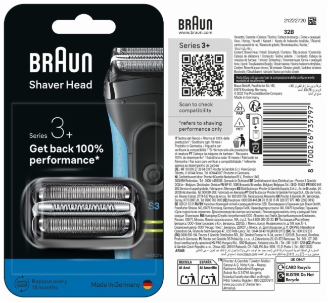 CONJ.CUCHILLAS BRAUN 32B SERIE 3+