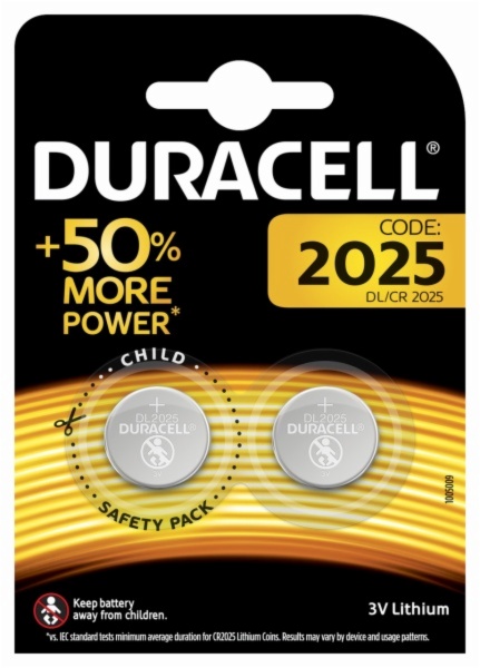 PILAS DURACELL DL 2025 P/RELOJ/CALC