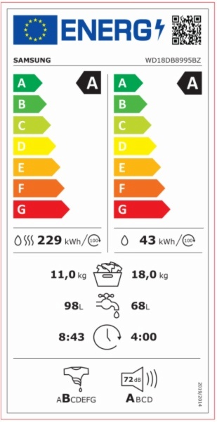 LAVADORA SECADORA SAMSUNG WD18DB8995BZT2