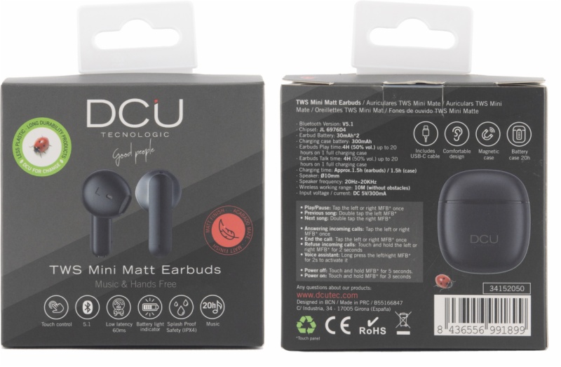 AURICULARES DCU TECNOL. 34152050 EARBUDS MIN