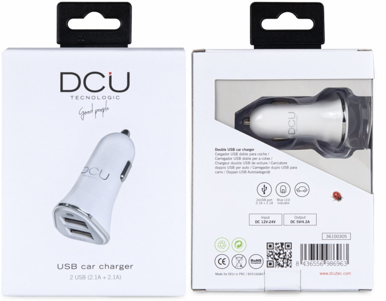 CARGADOR DCU TECNOL. COCHE 2XUSB 3.1A BLA