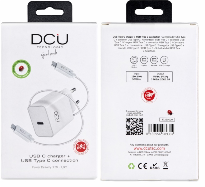 CARGADOR DCU TECNOL. 37250020USBCP.D+USBC