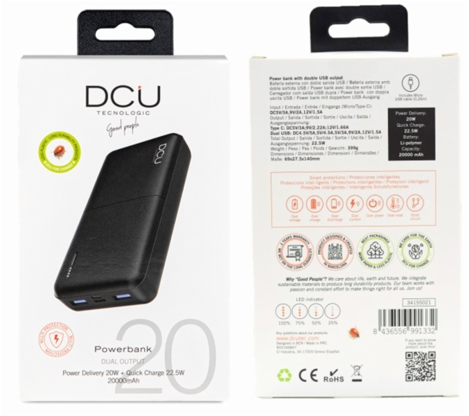 POWER BANK DCU TECNOL. 34155021 DOBLE USB
