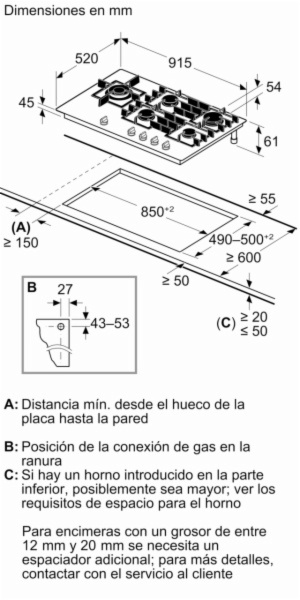 ENCIMERA GAS BOSCH PRS9A6H40