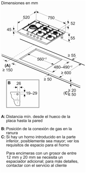 ENCIMERA GAS BOSCH PCS7A5I90