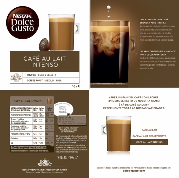 CAPSULAS CAFE DOLCE GUSTO CAFE C/LECHE INTENSO
