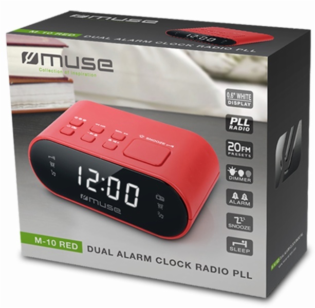 RADIO RELOJ MUSE M-10 RED