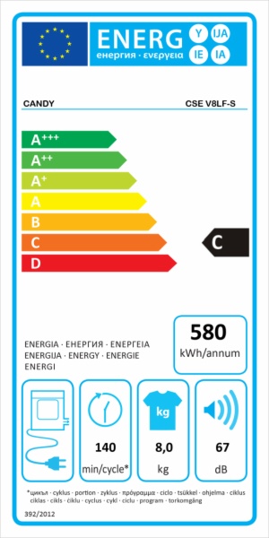 SECADORA EVACUACION CANDY CSE V8LF-S