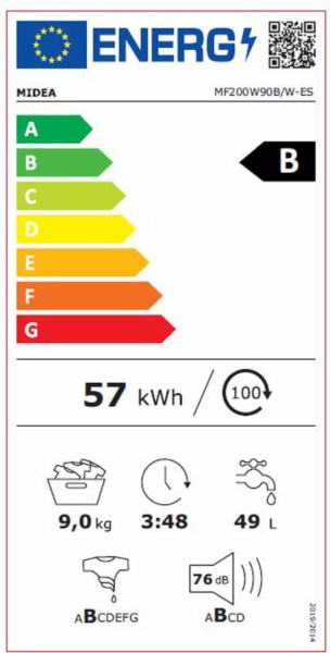 LAVADORA MIDEA MF200W90B/W-ES