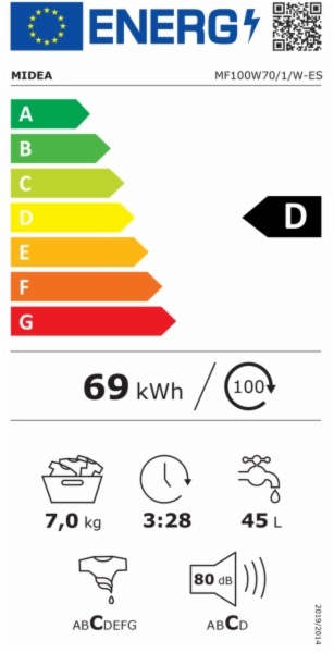 LAVADORA MIDEA MF100W70/1/W-ES