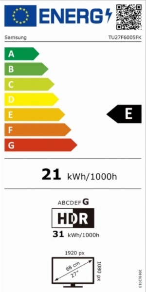 TELEVISOR LED SAMSUNG TU27F6005FKXSP