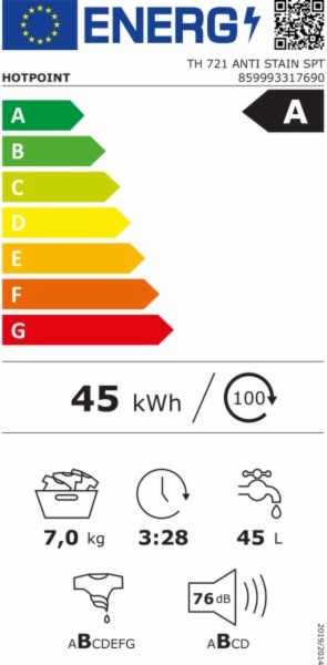 LAVADORA HOTPOINT TH 721 ANTI STAIN SP