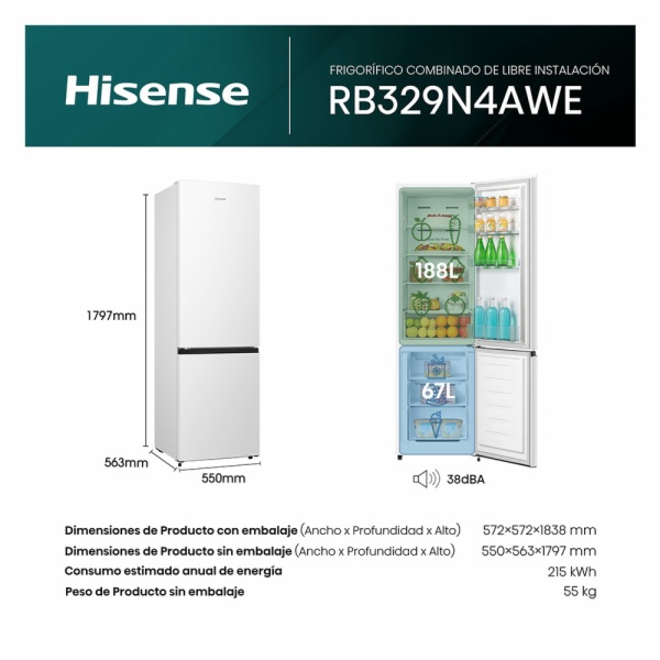 FRIGORIFICO COMBI HISENSE RB329N4AWE