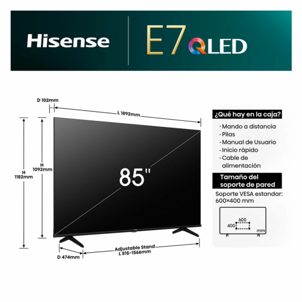 TELEVISOR LED HISENSE 85E7NQ