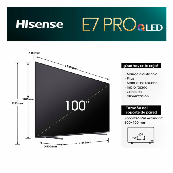 TELEVISOR LED HISENSE 100E7NQ PRO