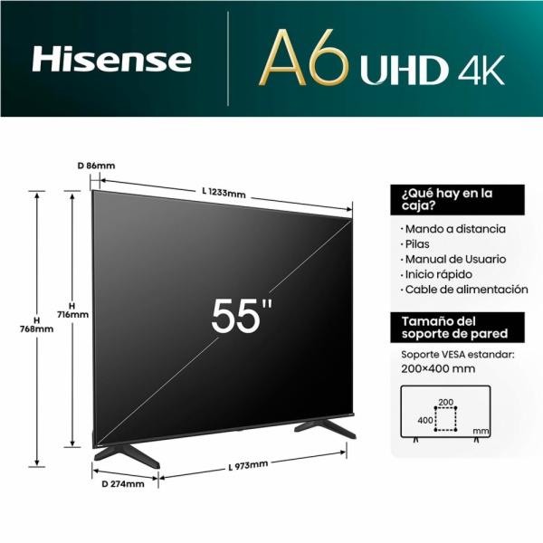 TELEVISOR LED HISENSE 55A6N