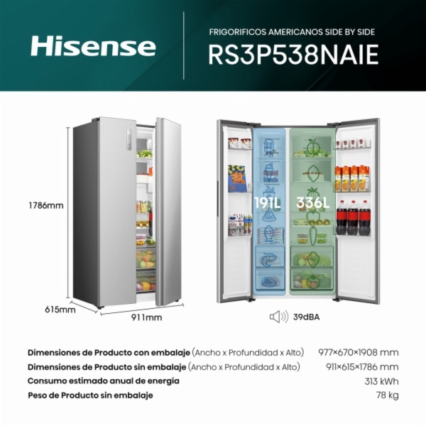 FRIGO.AMERICANO HISENSE RS3P538NAIE