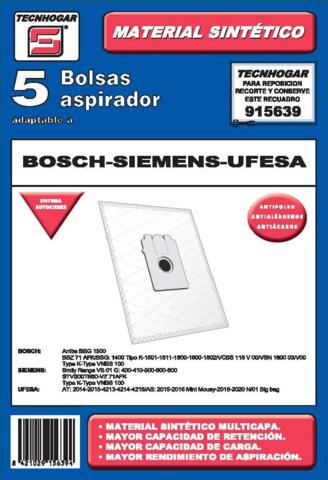 BOLSA ASPIRADOR TECNHOGAR SIEMENS 915639 5 PZ