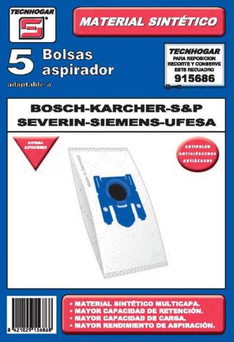 BOLSA ASPIRADOR TECNHOGAR BOCH 915686 5PZ SINT