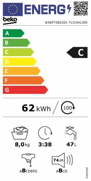 LAVADORA BEKO B3WFT58220X