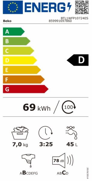 LAVADORA BEKO BTL1WFP10724ES