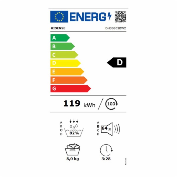 SECADORA CONDENSACION HISENSE DH3S802BW2