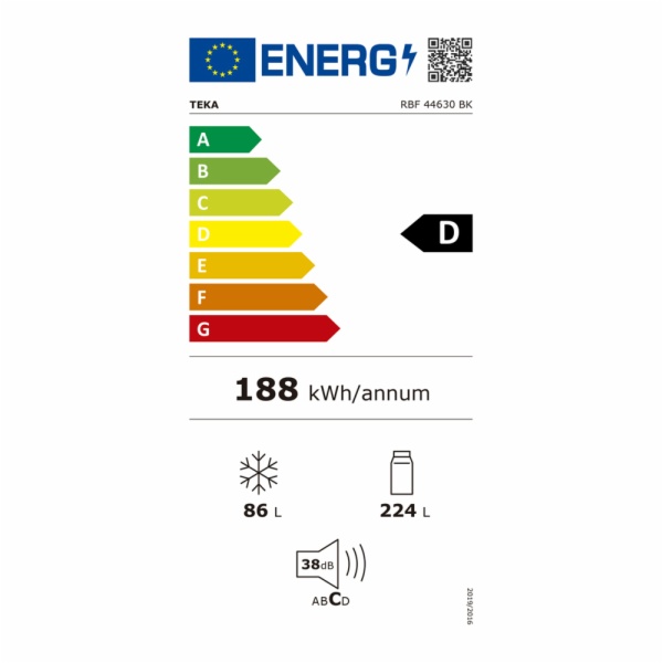 FRIGORIFICO COMBI TEKA RBF 44630 NEGRO