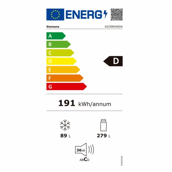 COMBI. NO FROST SIEMENS G.B. KG39NVWDG