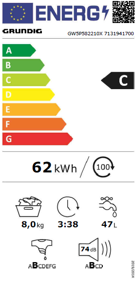 LAVADORA GRUNDIG G.B GW5P582210X