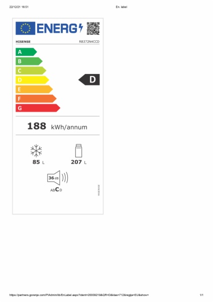 FRIGORIFICO COMBI HISENSE RB372N4CCD