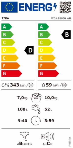 LAVADORA SECADORA TEKA WDK 81050 BLANCO