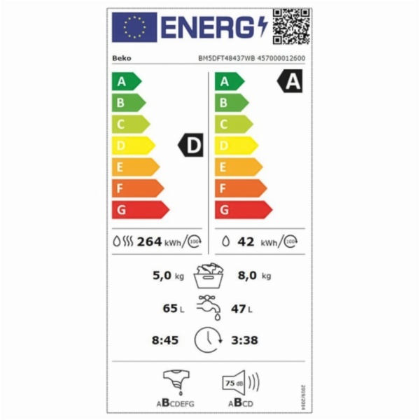 LAVADORA SECADORA BEKO BM5DFT48437WB